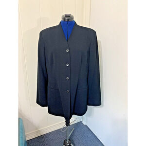 TALBOTS Kimono Blazer Womens Size 14 Black 100% Wool 4 Button Lined Career Work